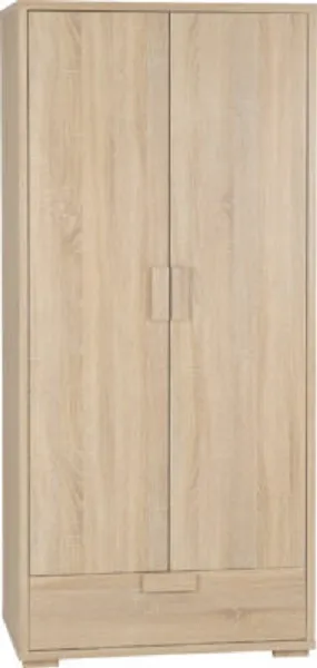 2 Door 1 Drawer Wardrobe Sonoma Oak Effect Veneer