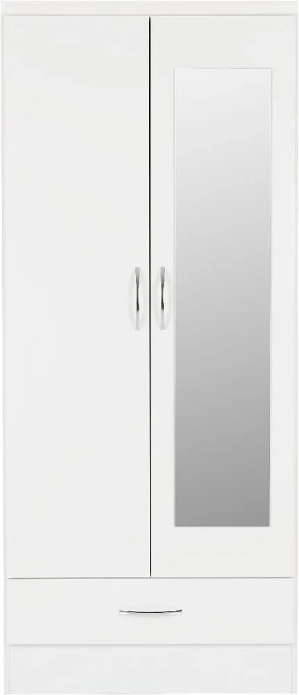 Eton 2 Door White Gloss MDF 3D Effect Hinged Wardrobe