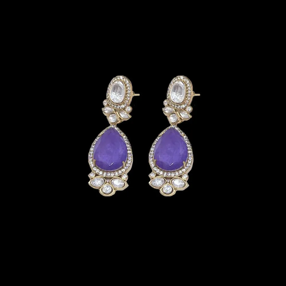 Hamia Polki Earrings Purple